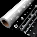Rouleau de cellophane transparent 20 m x 84 cm imprim flocon de neige pour emballage cadeau de nol, ...