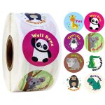 Rouleau de jolies etiquettes d'animaux amusants pour enfant, autocollants tout mignons, imperm�able, ...