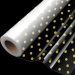 Rouleau de papier cellophane transparent double pli, 20 m x 84 cm, imprim a pois dors pour nourriture, ...