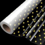 Rouleau de papier cellophane transparent double plié, 20 m x 84 cm, imprimé a pois dorés pour nourriture, ... Rouleau de papier cellophane transparent double plié, 20 m x 84 cm, imprimé a pois dorés pour nourriture, ...