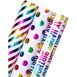 Rouleau de papier d'emballage d'anniversaire - mini rouleau - 3 rouleaux - 43, 2 cm x 3, 05 m par rouleau ...