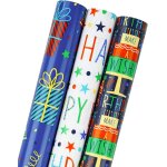 Rouleau de papier d'emballage - mini rouleau - 43, 2 cm x 305 cm par rouleau - 3 motifs d'anniversaire ... Rouleau de papier d'emballage - mini rouleau - 43, 2 cm x 305 cm par rouleau - 3 motifs d'anniversaire ...