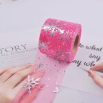 Rouleaux de tulle brcorporelle flocon de neige argent, dcoration d'anniversaire, dcoration de mariage, ...