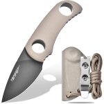 Runer couteau de cou fixe avec fourreau et lanire, 4, 7cm lame full tang edc couteau de cou pour l'extrieur ...