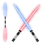 Sabre laser pour garons et filles, 2 pices, jouet epe darth vador, arc de cosplay, double sabre lumineux, ...