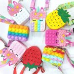 Sac a bandoulire anti - stress pour enfants, sacoche anti - stress, corne de cheval arc - en - ciel, ...