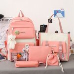 Sac  bandoulire grande capacit pour filles, pendentif poupe lapin carotte mignon, cartable polyvalent ...