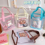 Sac a bandoulire en maille transparente pour femmes, sac de maquillage simple ins mignon ours, sac a ...