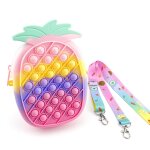 Sac a bandoulire en silicone pour femmes, petit sac a main en forme d'ananas, pour autisme, jouet anti ...