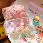 Sac a cosmtiques transparent en pvc pour filles, trousse de maquillage transparente pour femmes, etui ...