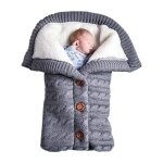 Sac de couchage chaud d'hiver pour nouveau - n�, tricot a boutons pour b�b�, lange d'emmaillotage, poussette, ...