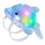 Sac a dos lumineux de 15 pouces pour enfants, jouet en forme de dauphin, animal en peluche brillant, ...