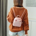 Sac a dos rose en peluche pu pour filles, mini cartable en oreilles de chat de dessin anim mignon, sac ...