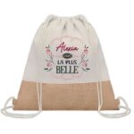 Sac � dos toile et jute alexia la plus belle sac de sport et gym, sac doudou enfant cadeau f�te des m�res ...