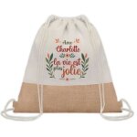 Sac � dos toile et jute charlotte la vie est plus jolie sac de sport et gym, sac doudou enfant cadeau ...