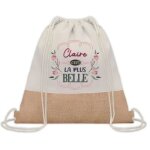 Sac � dos toile et jute claire la plus belle sac de sport et gym, sac doudou enfant cadeau f�te des m�res ...