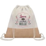 Sac � dos toile et jute l�ana la plus belle sac de sport et gym, sac doudou enfant cadeau f�te des m�res ...