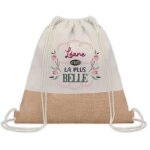 Sac � dos toile et jute l�ane la plus belle sac de sport et gym, sac doudou enfant cadeau f�te des m�res ...