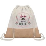 Sac � dos toile et jute linda la plus belle sac de sport et gym, sac doudou enfant cadeau f�te des m�res ...