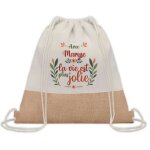 Sac � dos toile et jute maryse la vie est plus jolie sac de sport et gym, sac doudou enfant cadeau f�te ...
