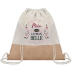 Sac � dos toile et jute mila la plus belle sac de sport et gym, sac doudou enfant cadeau f�te des m�res ...