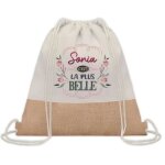 Sac � dos toile et jute sonia la plus belle sac de sport et gym, sac doudou enfant cadeau f�te des m�res ...