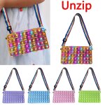 Sac de rangement anti - stress en silicone pour enfants, sac a bandouli�re pour jouets sensoriels popte ...