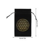 Sacs de rangement de tarot en velours, noir, violet, lune, sac a cordon de proximit, fleur de vie, fourniture ...