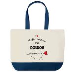 Sac shopping fond bleu bazar d'un doudou d'amour ch�ri ch�rie saint - valentin cadeau anniversaire no�l ...