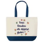 Sac shopping fond bleu doudou elle assure grave ch�ri ch�rie amour saint - valentin cadeau anniversaire ...