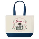 Sac shopping fond bleu doudou la plus belle ch�ri ch�rie amour saint - valentin cadeau anniversaire no�l ...