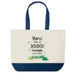 Sac shopping fond bleu merci doudou inoubliable femme epouse ch�ri ch�rie amour saint - valentin cadeau ...