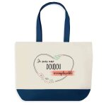 Sac shopping fond bleu doudou irrempla�able ch�ri ch�rie amour saint - valentin cadeau anniversaire no�l ...