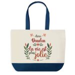 Sac shopping fond bleu doudou la vie est plus jolie ch�ri ch�rie amour saint - valentin cadeau anniversaire ...