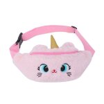 Sac de taille en fausse fourrure pour filles, pochette portefeuille en forme de licorne, petite pochette ...