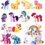 Sansh - 12 pices figure jouets cake topper, ensemble de mini figurine licorne, figurines de gteau poney, ...