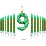Sansh - 13 pcs tnt bougie 5 ans garcon, bougie 5 ans fille bougie anniversaire, personnalises vert pixelise ...