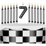 Sansh - 13pcs bougies d'anniversaire sur le thème des voitures de course, a carreaux noirs et blancs ... Sansh - 13pcs bougies d'anniversaire sur le thème des voitures de course, a carreaux noirs et blancs ...
