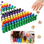 Sansh - 80 pices pions de jeu en bois et 4 pices de ds en bois, 25 x 12mm pions en bois, pions en ...