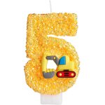 Sansh - bougie anniversaire 5 an, vhicules de construction tracteur bougie anniversaire chiffre 5, 3d ...
