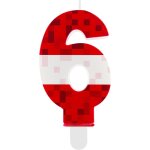 Sansh - bougie anniversaire 6 ans, personnalises rouge pixelise bougies d'anniversaire, deco gateau ...