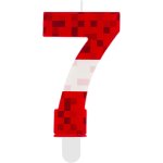 Sansh - bougie anniversaire 7 ans, personnalises rouge pixelise bougies d'anniversaire, deco gateau ...