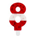 Sansh - bougie anniversaire 8 ans, personnalises rouge pixelise bougies d'anniversaire, deco gateau ...