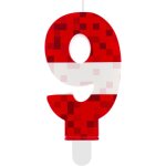 Sansh - bougie anniversaire 9 ans, personnalises rouge pixelise bougies d'anniversaire, deco gateau ...