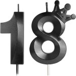 Sansh - bougie d'anniversaire noires 18 ans, numro 18 bougies noires, bougie d'anniversaire pour gteau ...