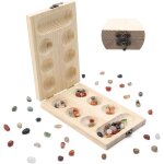 Sansh - mancala jeu de socit, kalaha - jeu de pierres avec plateau pliable en bois, ensemble de socit ...