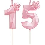 Sansh - numéro 15 bougies 3d, en forme de chiffre 15, avec couronne, pour gâteau, décoration d'anniversaire, ... Sansh - numéro 15 bougies 3d, en forme de chiffre 15, avec couronne, pour gâteau, décoration d'anniversaire, ...