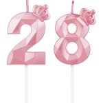 Sansh - numéro 28 bougies d'anniversaire en forme de chiffre avec couronne - pour gâteau, décoration ... Sansh - numéro 28 bougies d'anniversaire en forme de chiffre avec couronne - pour gâteau, décoration ...