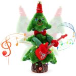 Sapin de nol avec guitare arbre de nol qui danse et chante, 14'' peluche de nol avec musique et lumires ...