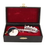 Saxophone miniature avec support et �tui, mini instrument de musique, mod�le de maison de poup�e miniature ...